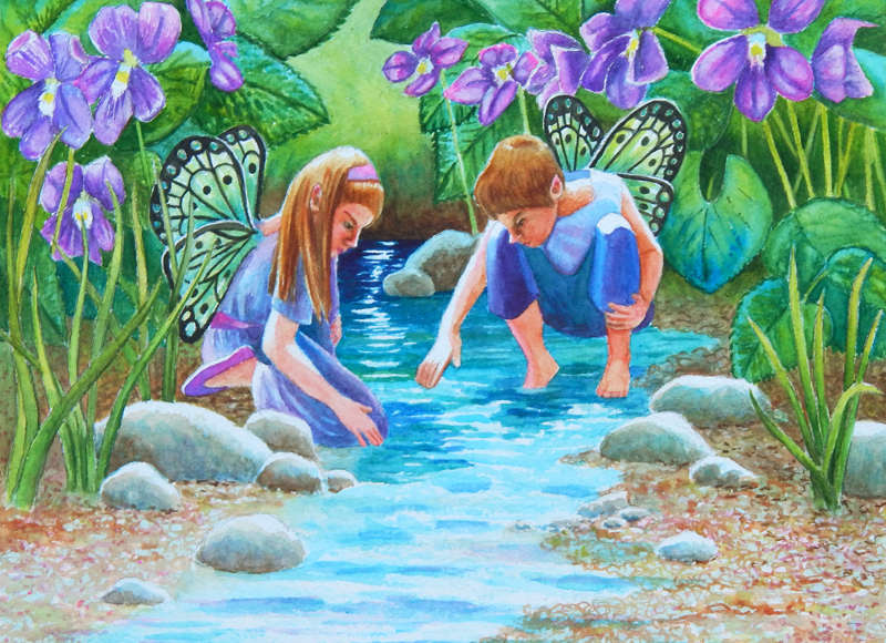 fairy painting of violet butterfly Rachel M Brown